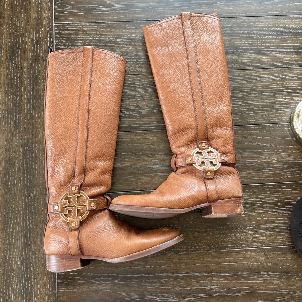 Authentic Tory Burch Brown Leather Riding Boots